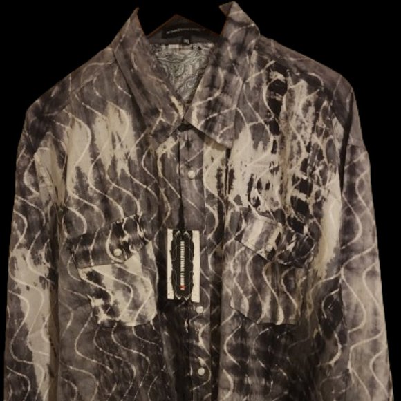 International Laundry Black and White Wave Print Button-Up Shirt (Size 3XL) - Picture 1 of 2